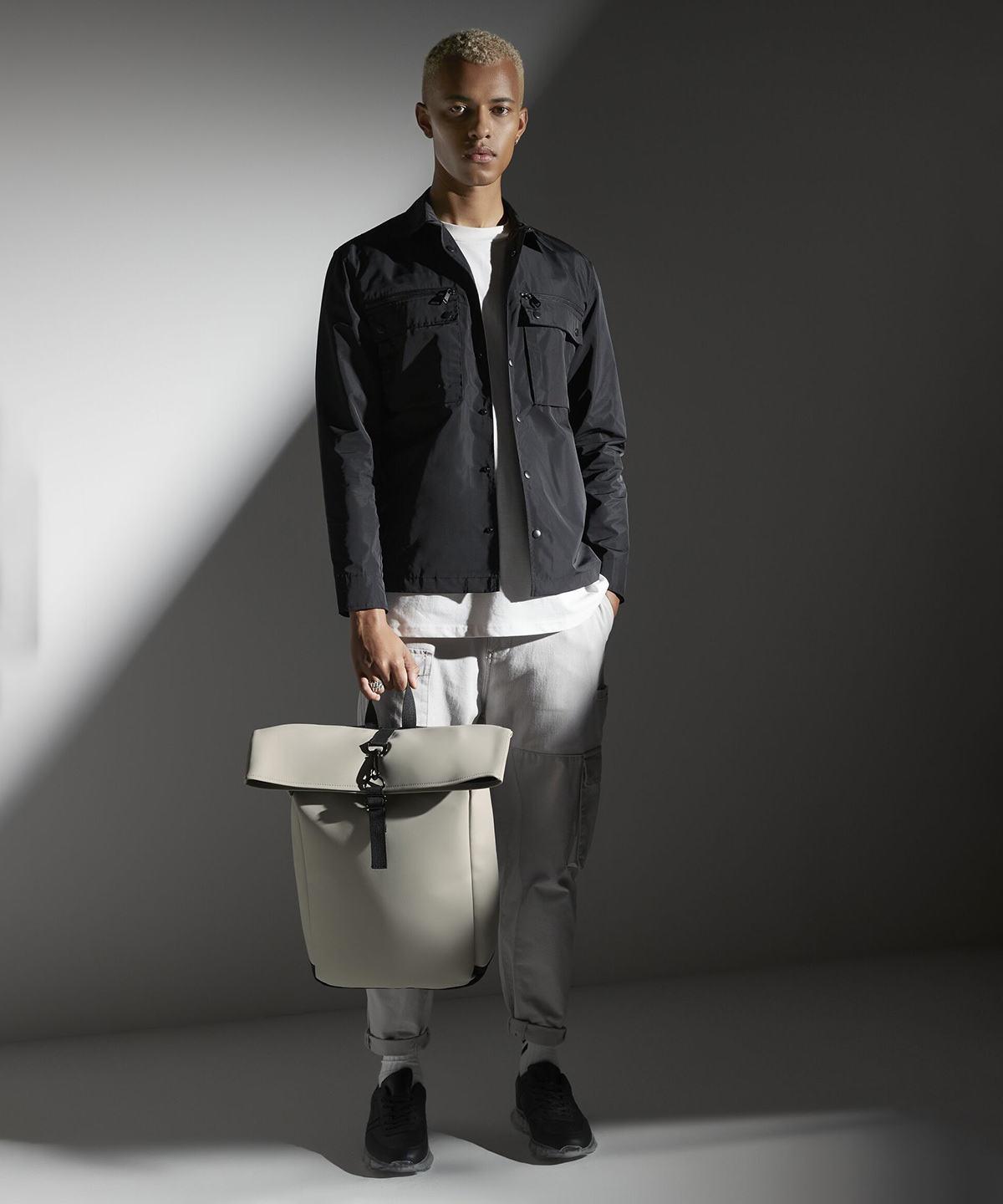 Matte pu rolltop backpack