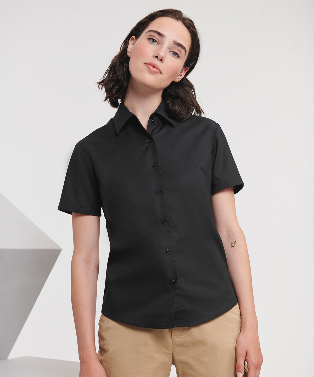 Women's short sleeve oxford shirt