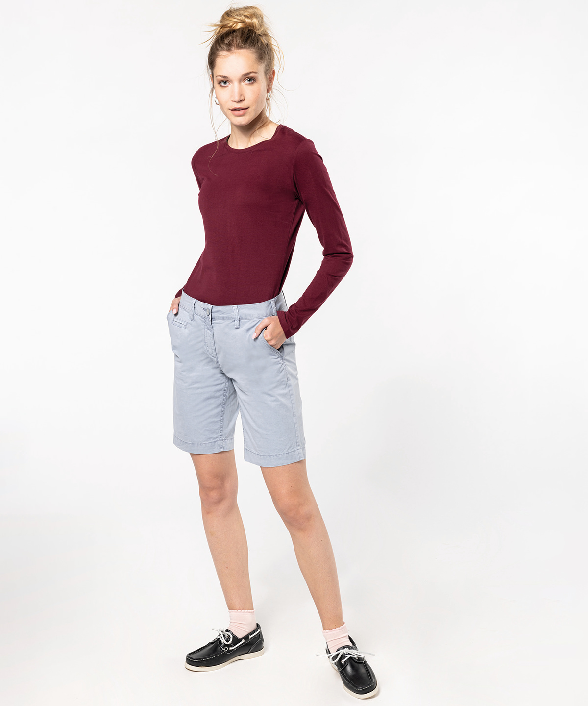Ladies' washed effect bermuda shorts