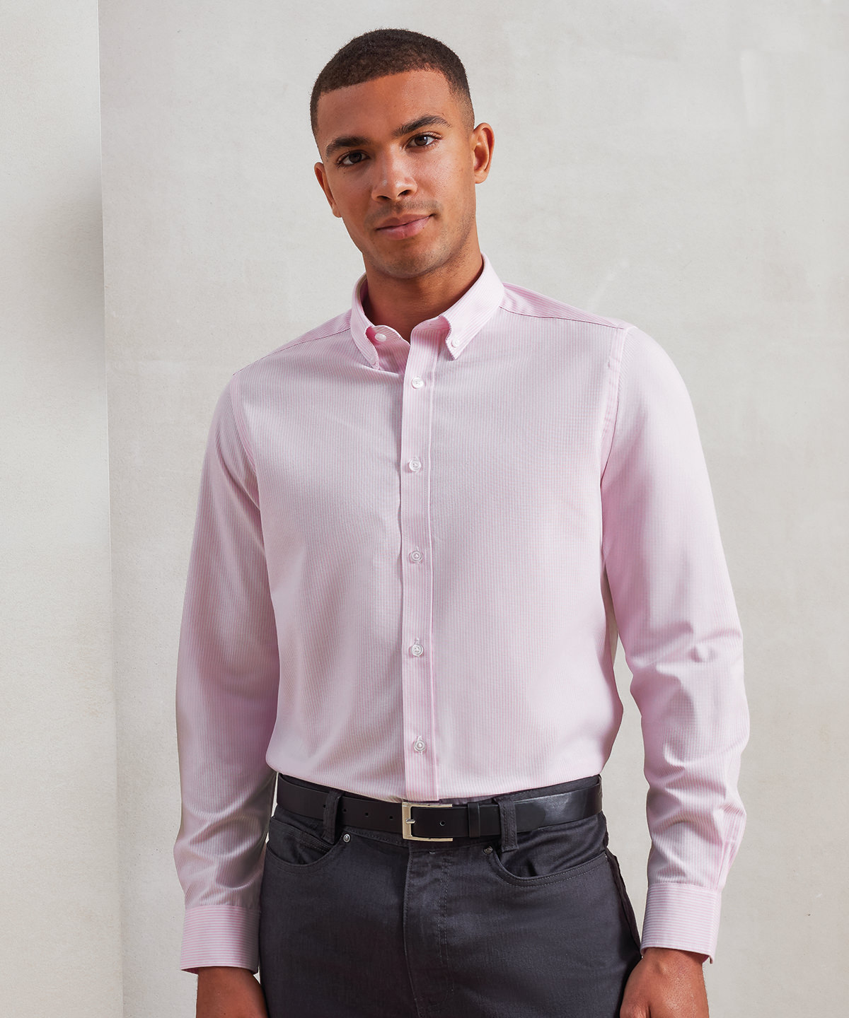 Cotton-rich oxford stripes shirt