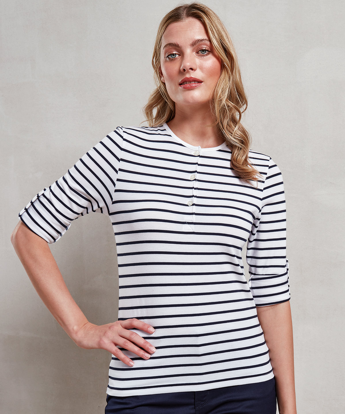 Women's long john roll-sleeve tee