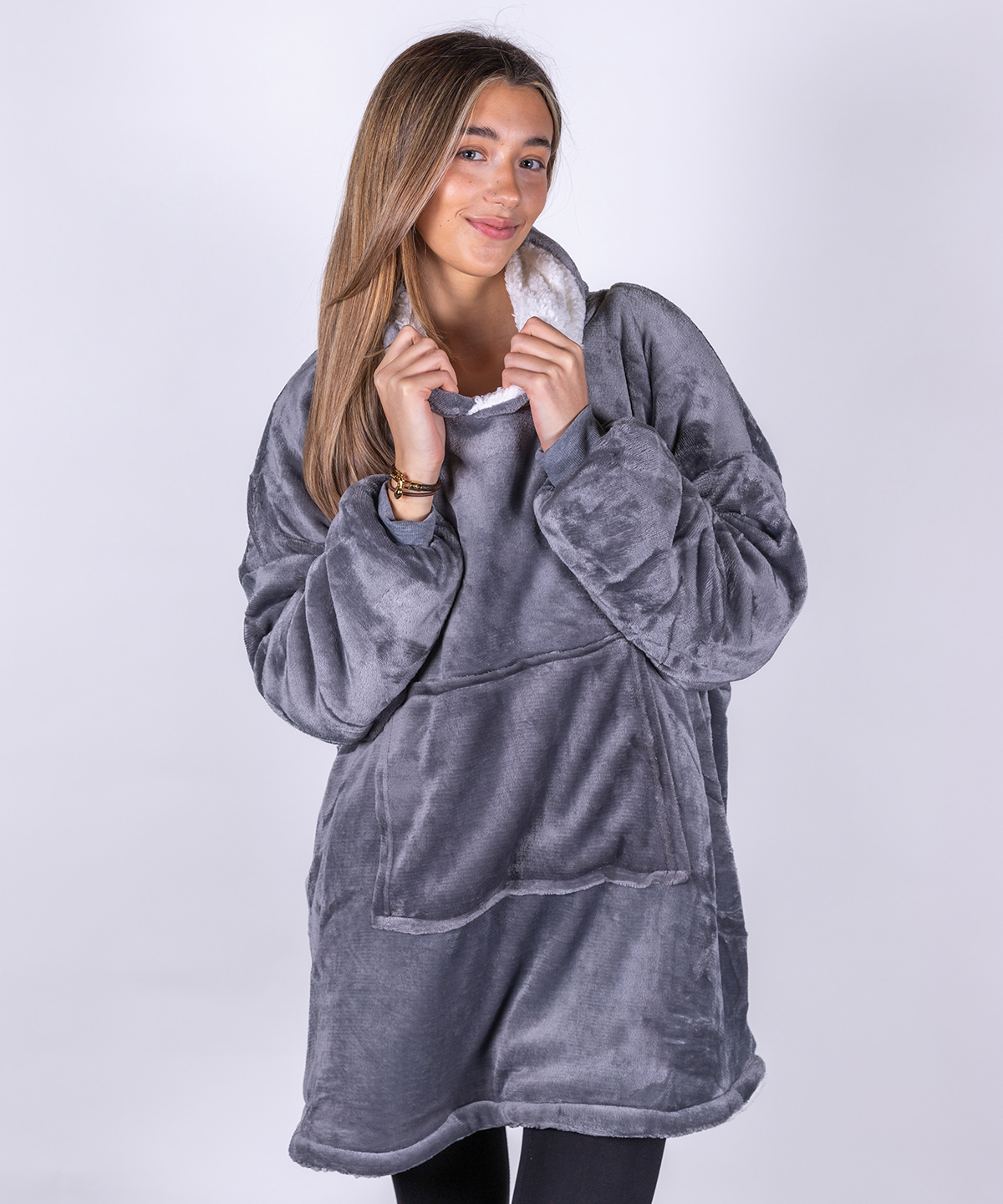 The ribbon oversized cosy reversible sherpa hoodie