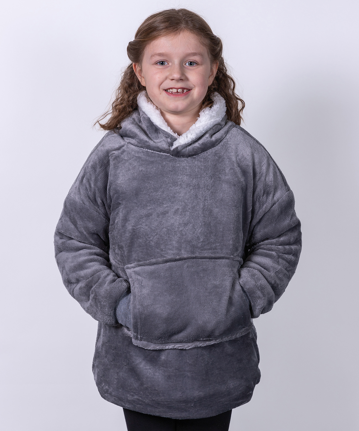 The kids ribbon oversized cosy reversible sherpa hoodie