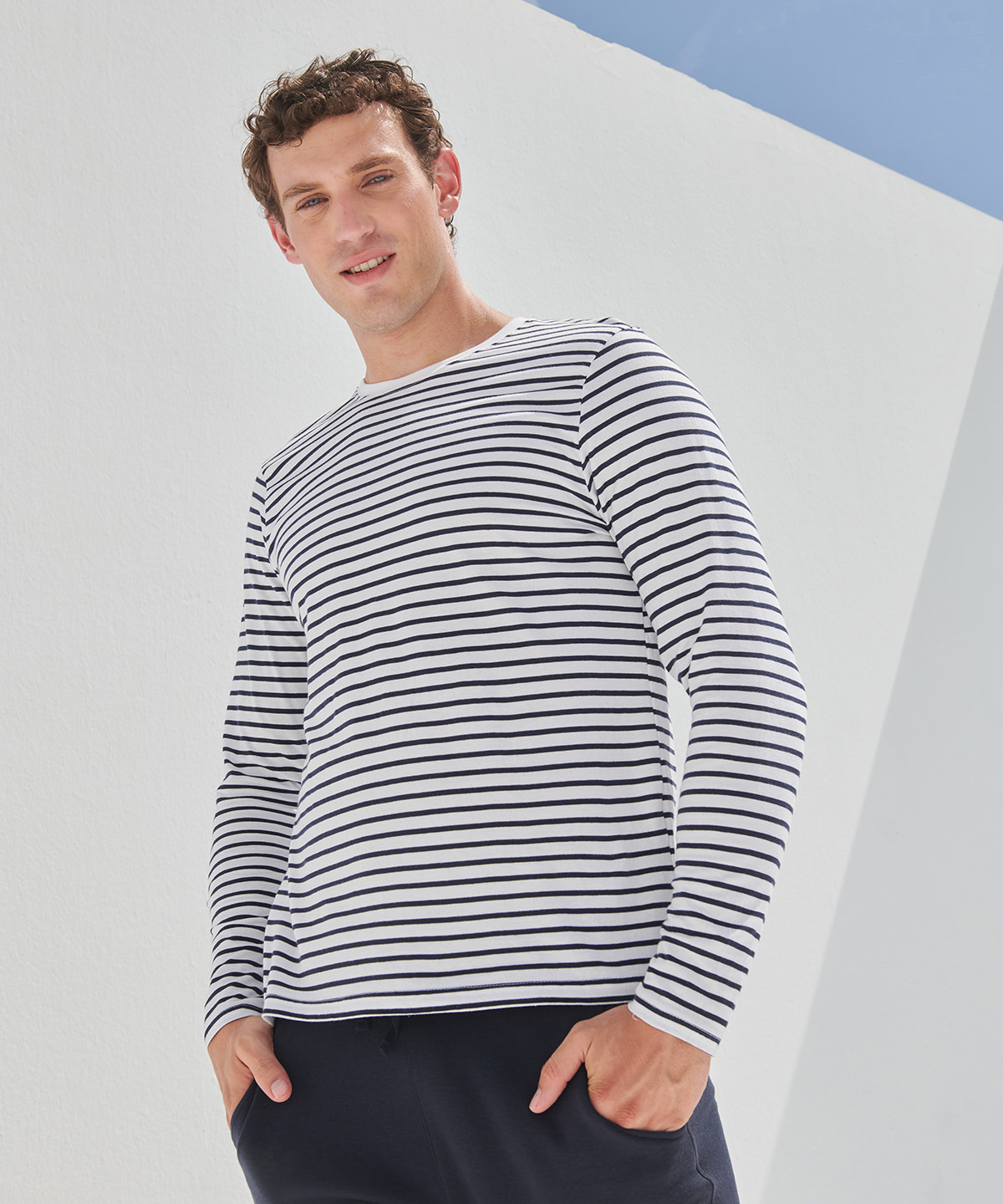 Unisex long-sleeved striped t