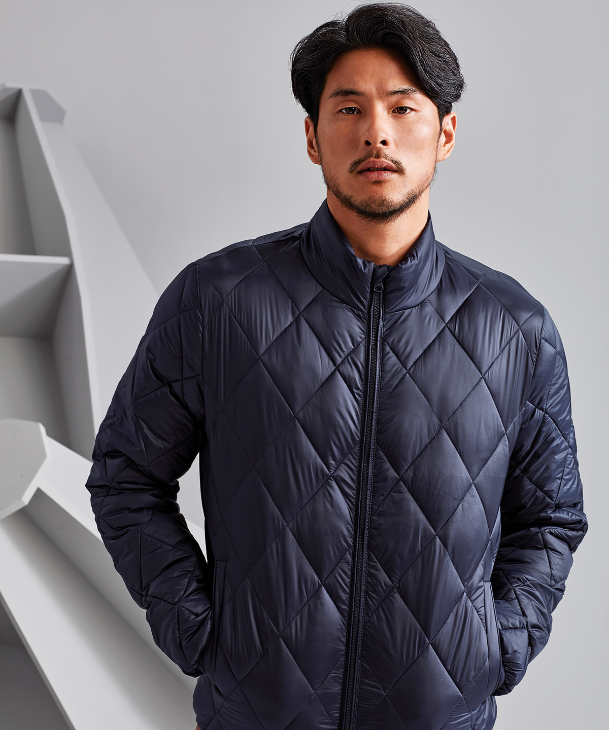 Diamond pane padded jacket